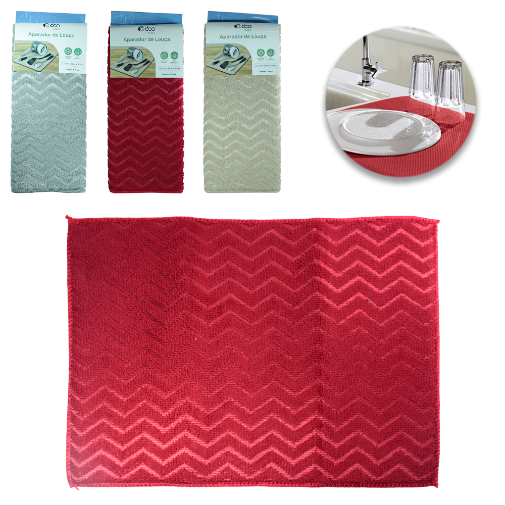 ESCORREDOR DE LOUCAS DE TECIDO / MICROFIBRA DCA CASA ZIGZAG 40X30CM