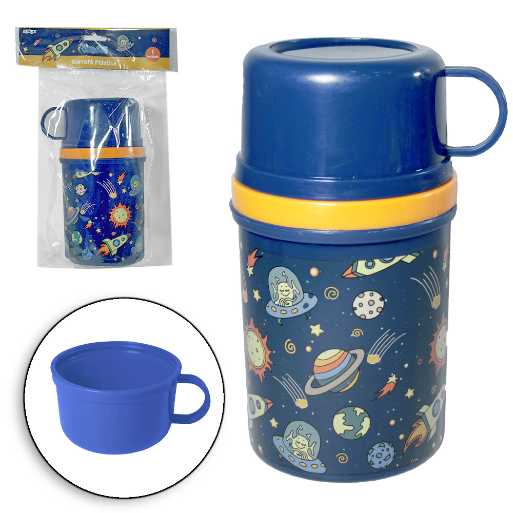 GARRAFA DE PLASTICO PP SPACE COM CANECA TAMPA 280/150ML