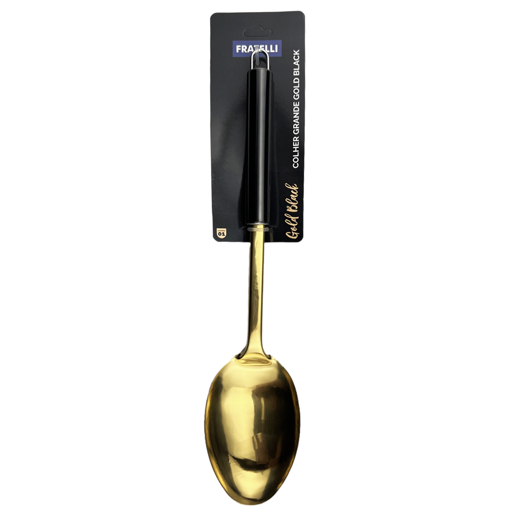 COLHER DE ARROZ DE INOX GOLD BLACK 32X7CM