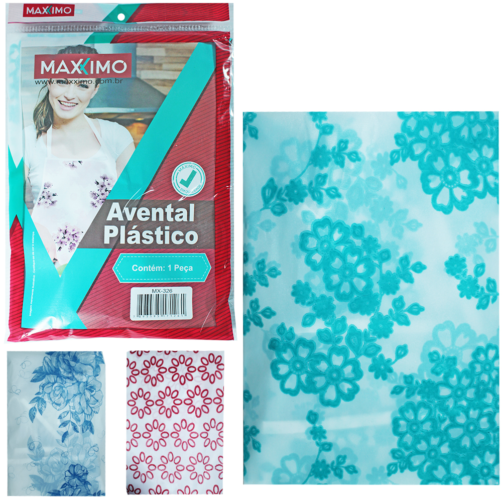 AVENTAL DE PLASTICO PE PARA COZINHA ESTAMPAS SORTIDAS 64X44CM