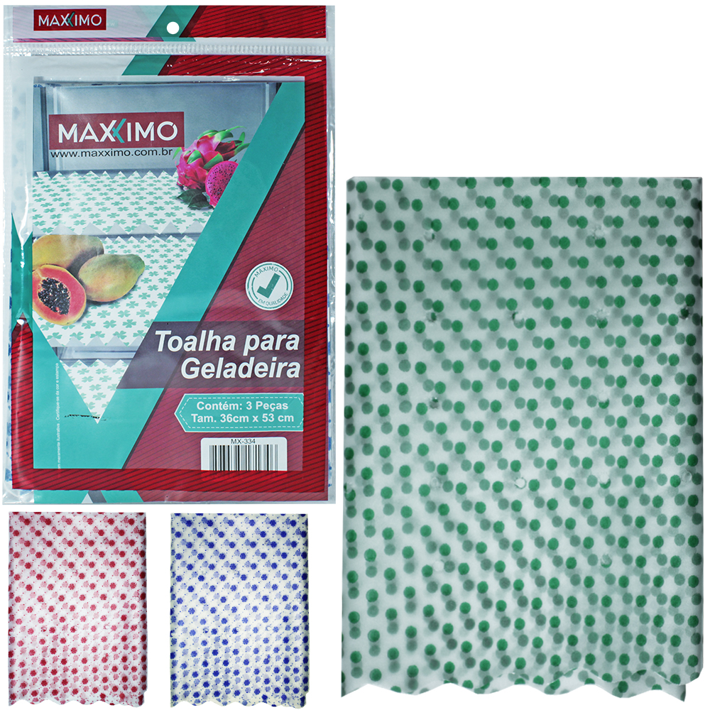 TOALHA DE PLASTICO PE PARA GELADEIRA ESTAMPAS SORTIDAS COM 3 PECAS 53X36CM