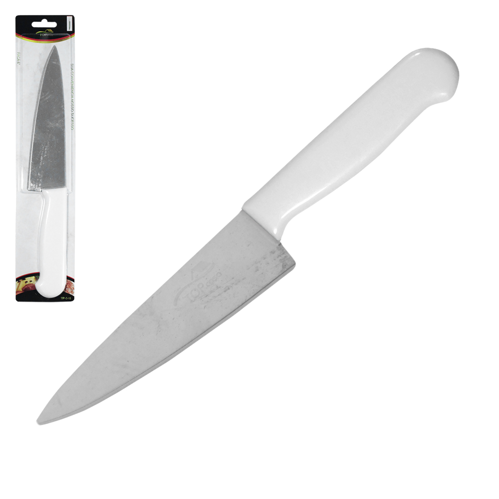 FACA DE CARNE / PEIXEIRA DE INOX 6'' CABO PLASTICO BRANCO TOP CASA