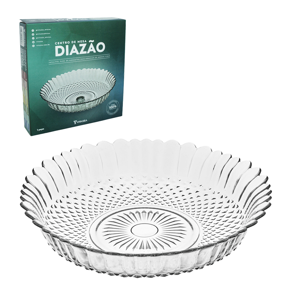 FRUTEIRA DE MESA DE VIDRO REDONDA DIAZAO 6X30CM DE Ø