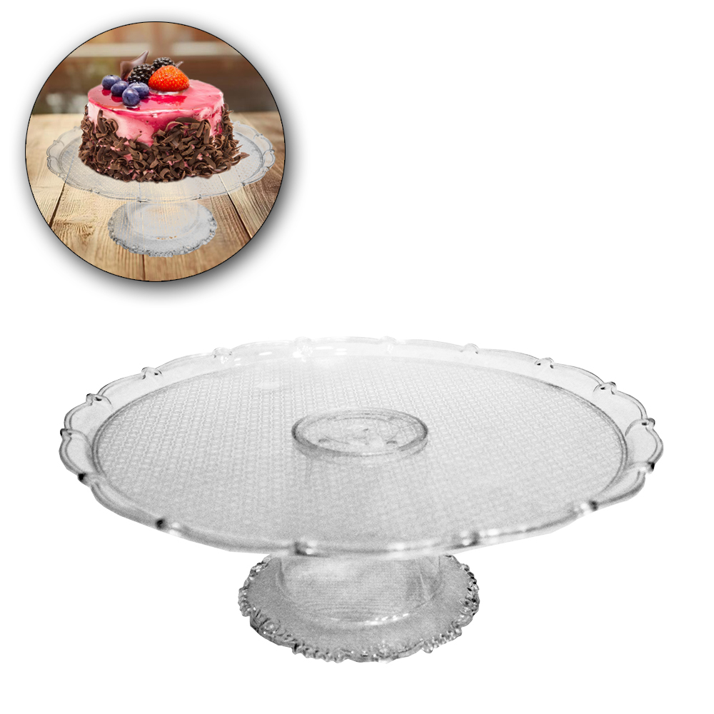 PRATO DE PLASTICO PET FLEXIVEL PARA BOLO / DOCES COM PE 26,8CM DE Ø