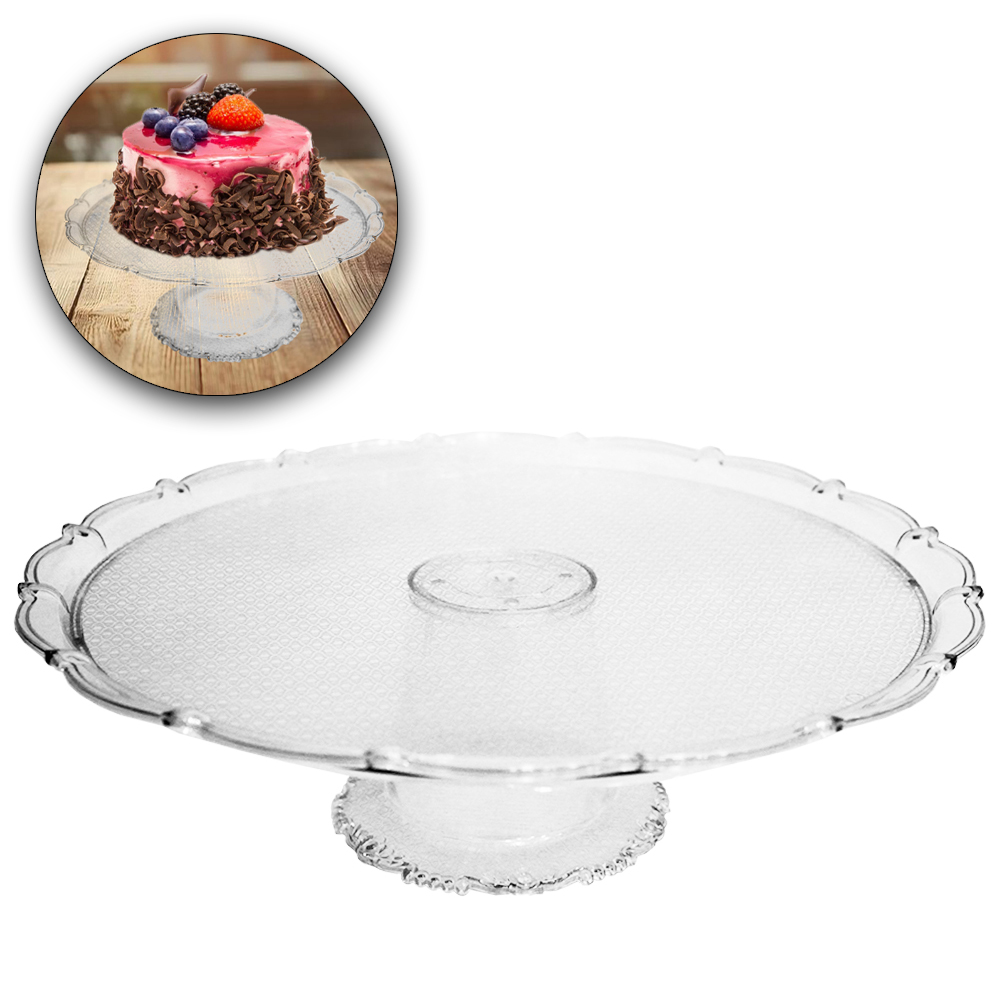 PRATO DE PLASTICO PET FLEXIVEL PARA BOLO / DOCES COM PE 31CM DE Ø