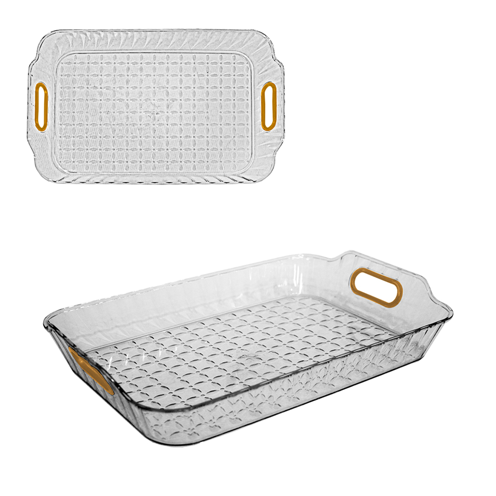 BANDEJA DE PLASTICO PET FLEXIVEL RETANGULAR COM ALCA 30,5X20X4,2CM