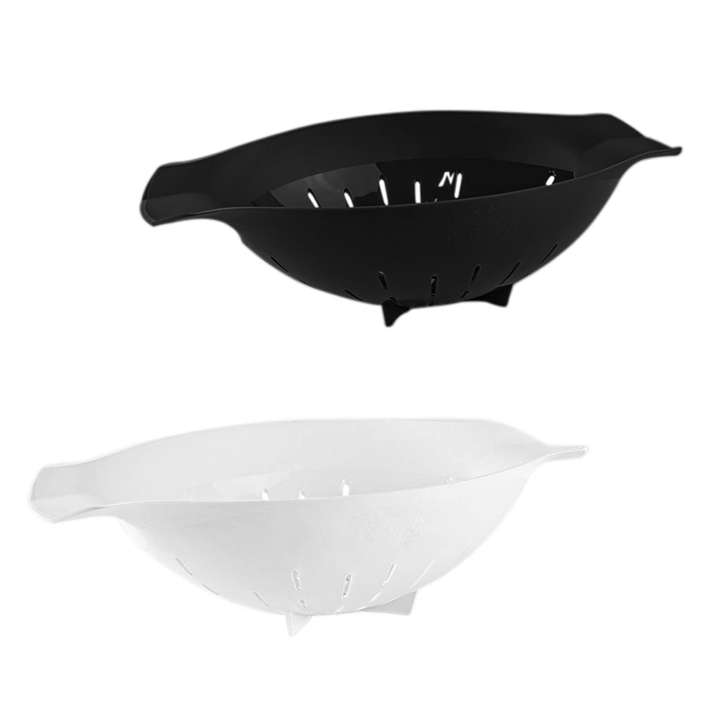 ESCORREDOR DE PLASTICO OVAL MULTIUSO COM ALCA PRETO / BRANCO 42X24,5X11,5CM