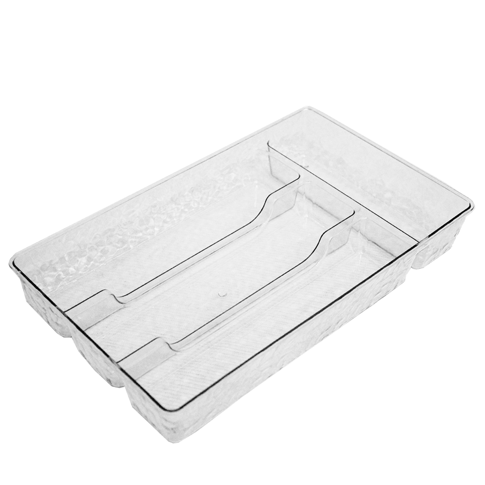 PORTA TALHER DE GAVETA DE PLASTICO PET FLEXIVEL COM 4 DIVISORIAS 29X17,5X4,5CM