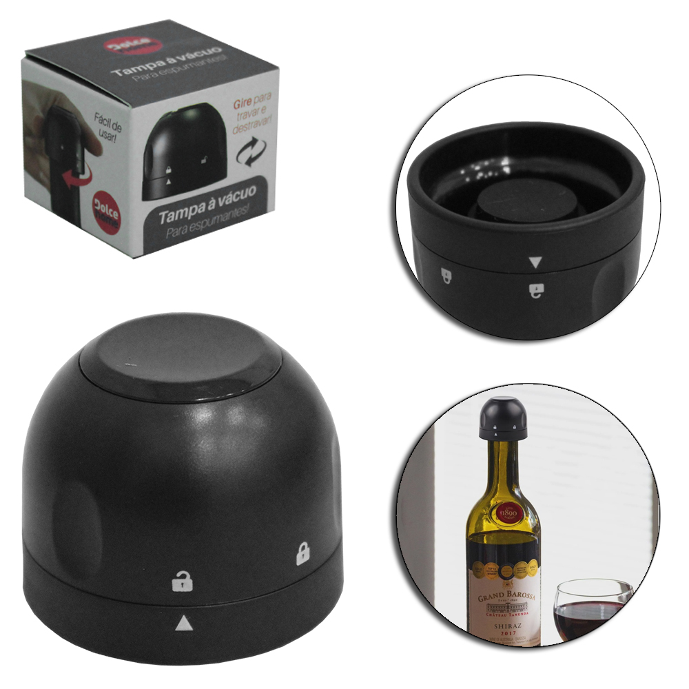 TAMPA ROLHA A VACUO DE PLASTICO PARA VINHO 3,9X3,2CM DE Ø