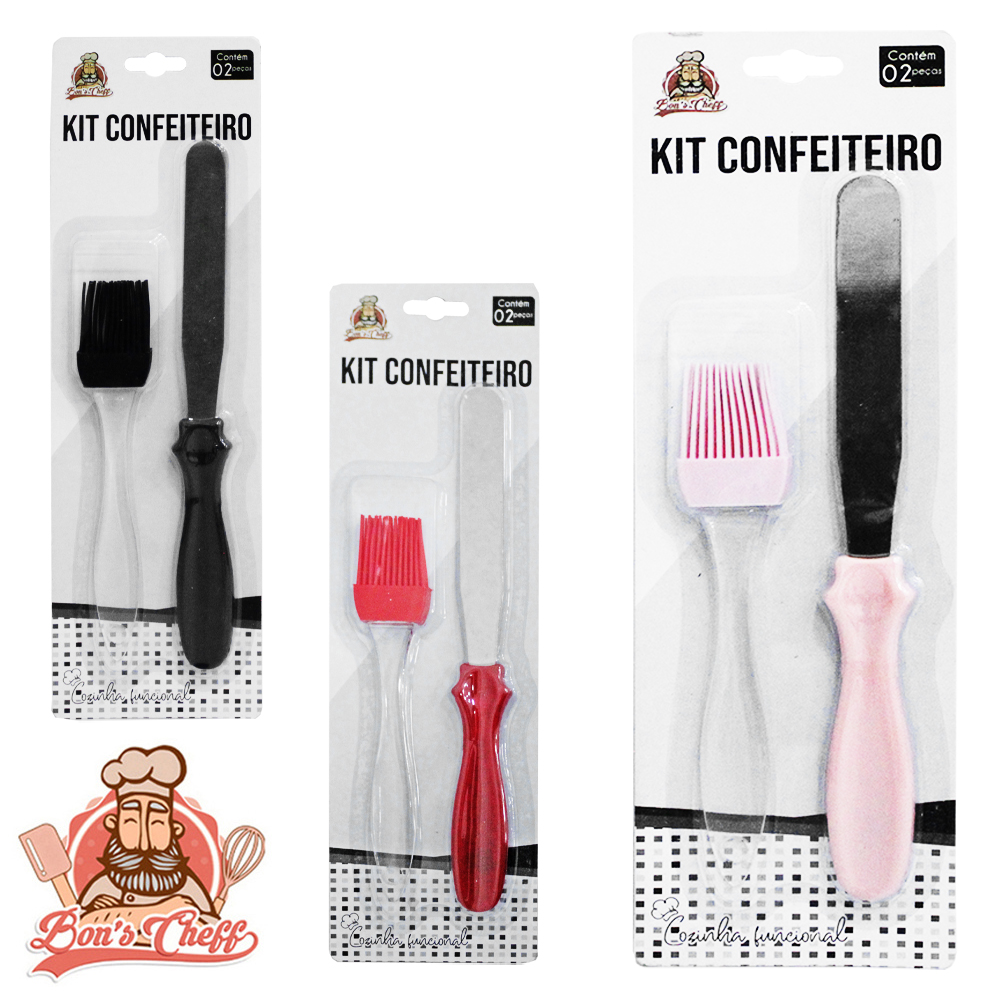 KIT ESPATULA CONFEITEIRO + PINCEL CULINARIO 2 PECAS BONS CHEFF