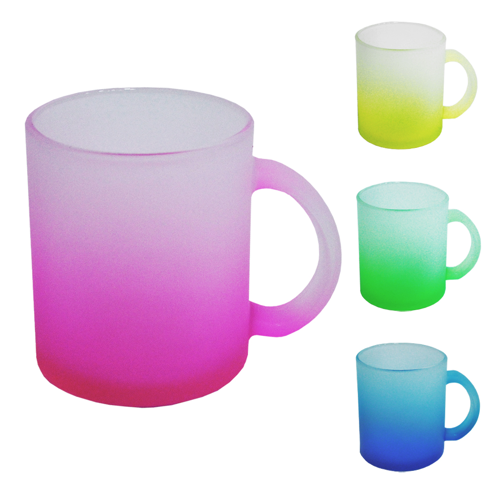 CANECA XICARA DE VIDRO FOSCO COLORS 300ML