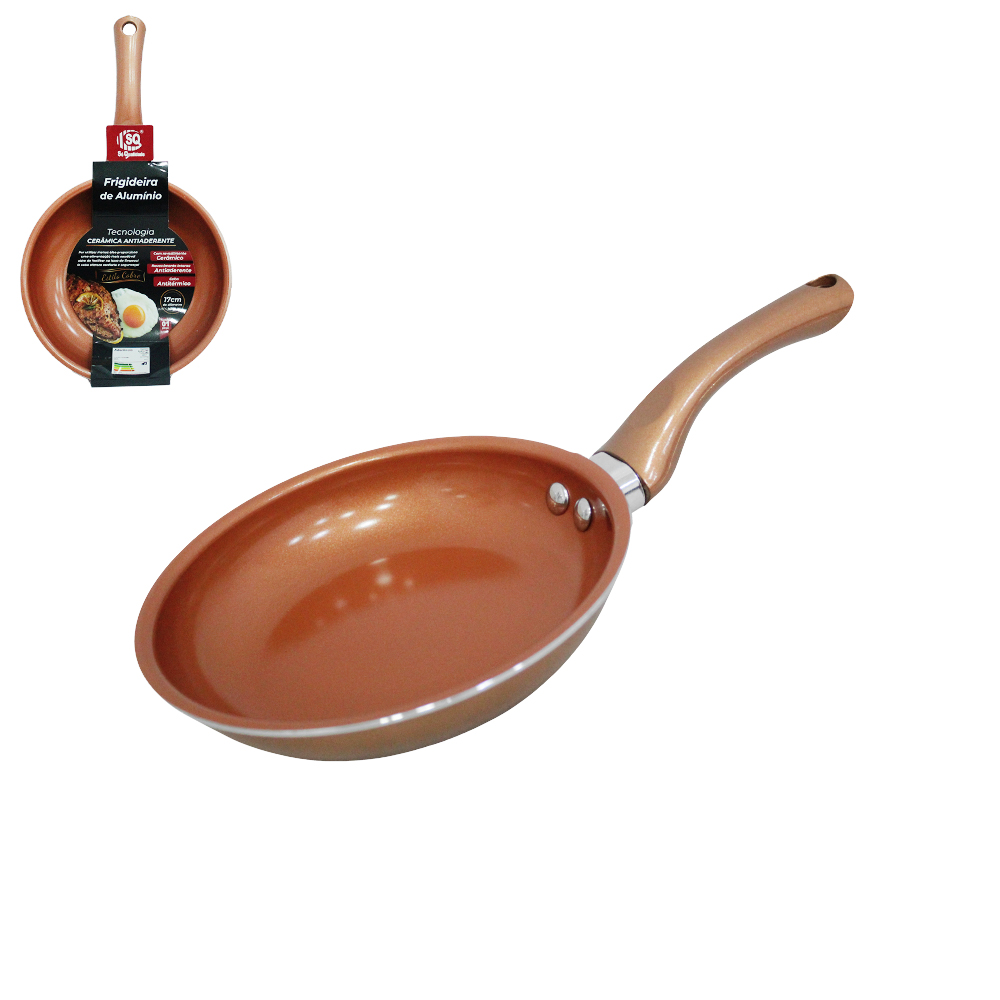 FRIGIDEIRA REVESTIDA CERAMICA ANTIADERENTE ESTILO COBRE 17CM DE Ø