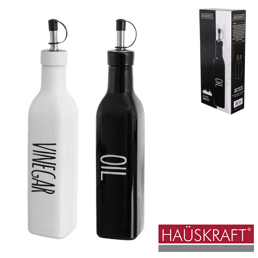 AZEITEIRO COM VINAGREIRO DE VIDRO COM BICO DOSADOR DE INOX MANHATTAN HAUSKRAFT 290ML