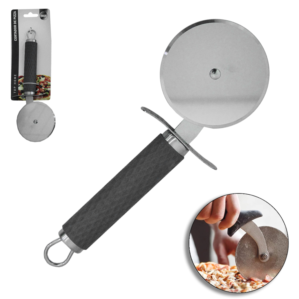 CARRETILHA CORTADOR DE PIZZA DE INOX CABO EMBORRACHADO TOP HOME 21,5X7,5CM 