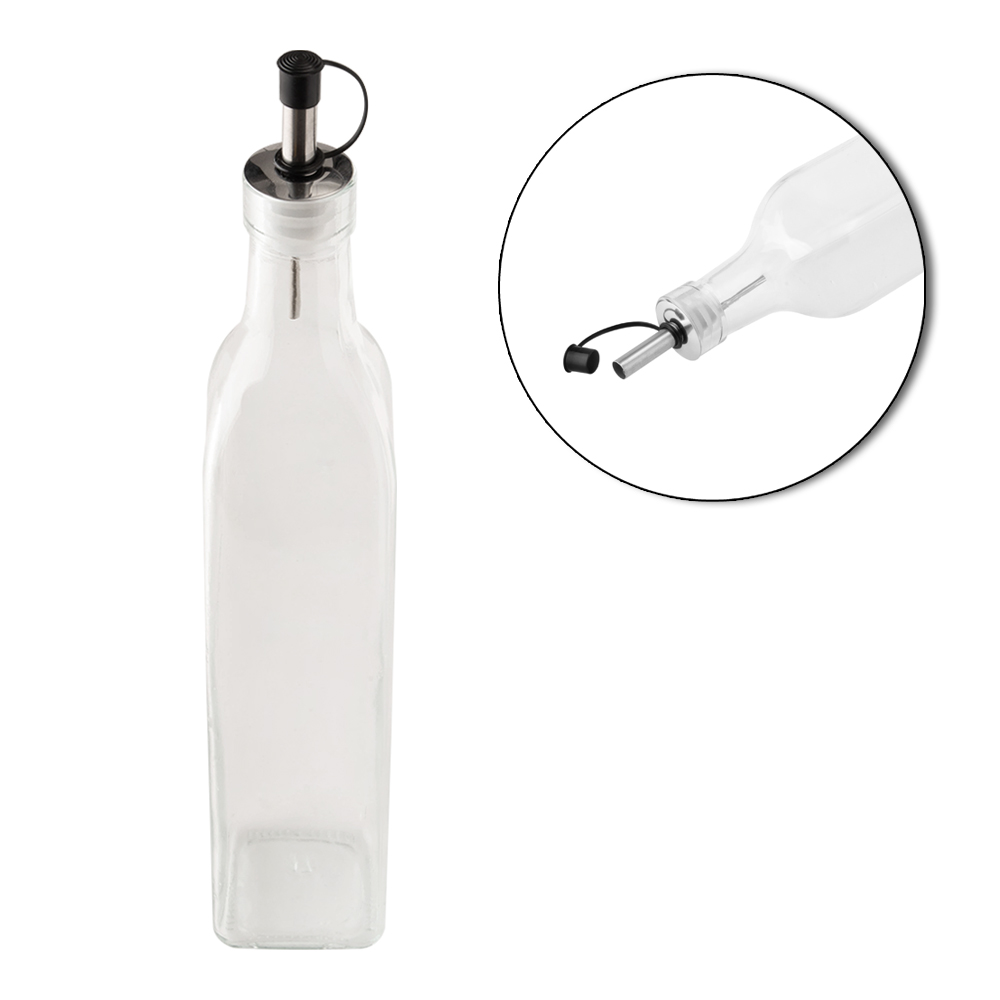 AZEITEIRO / VINAGREIRO DE VIDRO COM BICO DOSADOR DE INOX FLUX 500ML