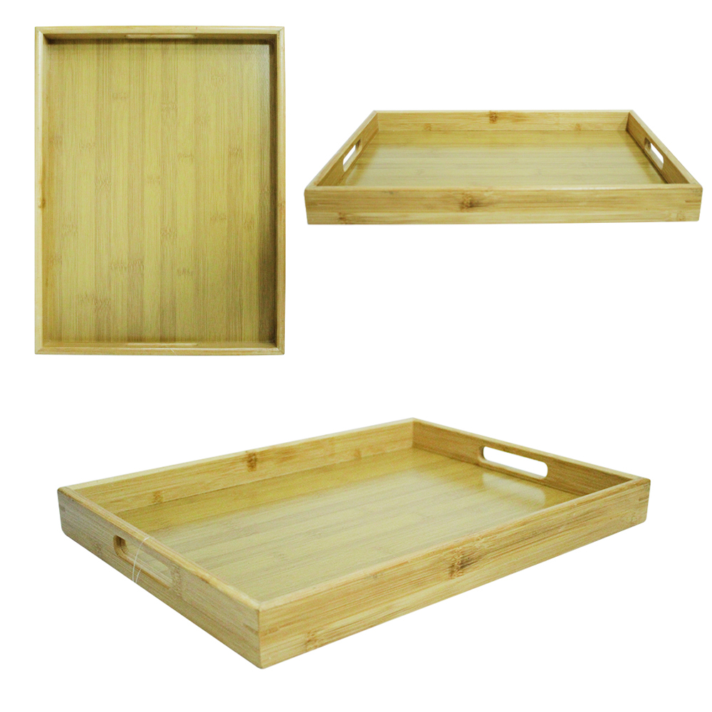 BANDEJA DE BAMBU RETANGULAR COM ALCA STIL DECOR 35X24X4CM