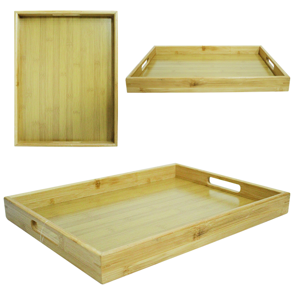 BANDEJA DE BAMBU RETANGULAR COM ALCA STIL DECOR 40X30X4CM