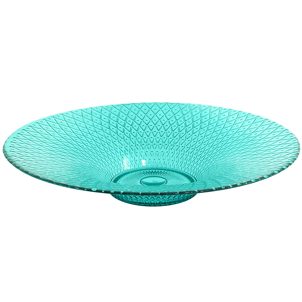 FRUTEIRA DE MESA DE VIDRO REDONDA LUMINA TRANSLUCIDO AZUL TURQUESA 7X32,5CM DE Ø