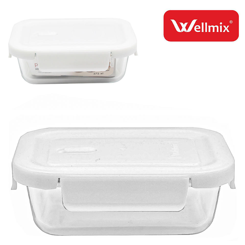 POTE DE VIDRO BOROSSILICATO RETANGULAR COM TAMPA HERMETICA E TRAVA FIXY BRANCA 640ML