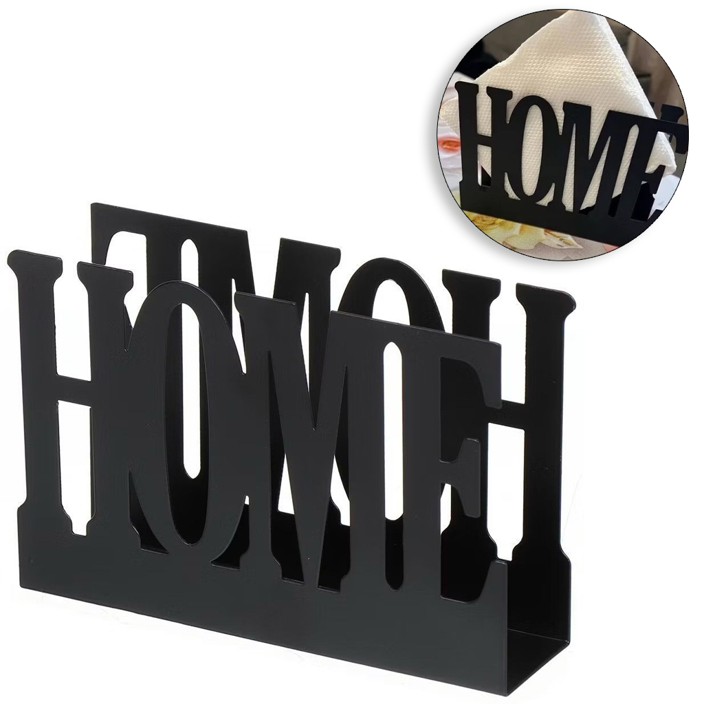 PORTA GUARDANAPO DE METAL HOME BLACK 15X10X4CM
