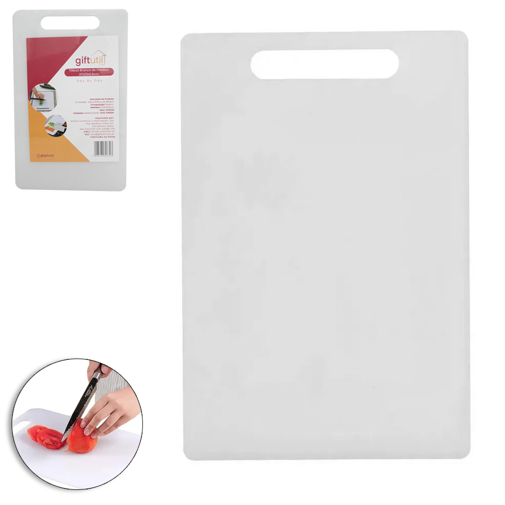 TABUA DE CORTE DE PLASTICO RETANGULAR BRANCO DAY BY DAY 33X20CM