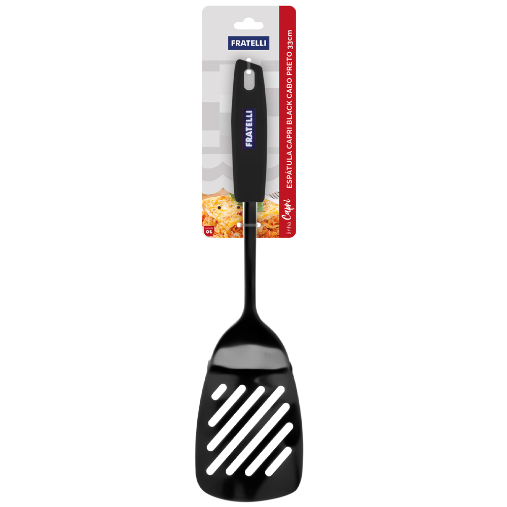 ESPATULA CAPRI BLACK INOX CABO PLASTICO PRETO 33CM
