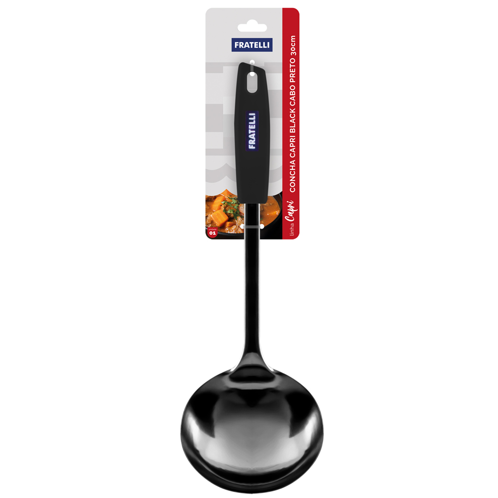 CONCHA CAPRI BLACK INOX CABO PLASTICO PRETO 30CM