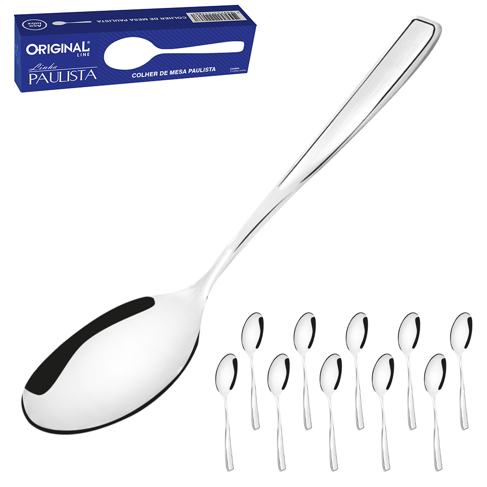 COLHER DE MESA PAULISTA INOX COM 12 PECAS 20CM