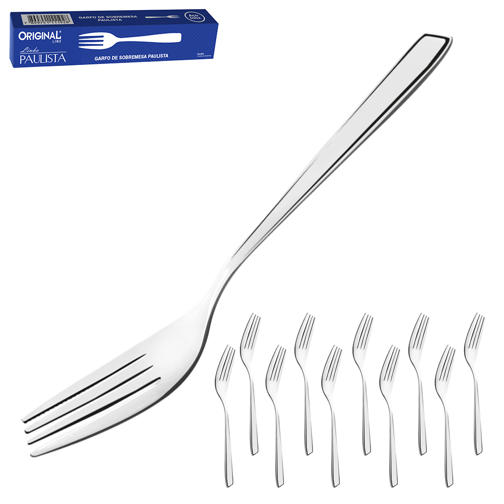 GARFO DE SOBREMESA PAULISTA INOX COM 12 PECAS 18CM