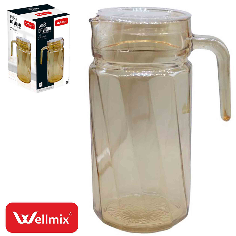JARRA DE VIDRO COM TAMPA DE ACRILICO BASILE AMBAR 1,5L