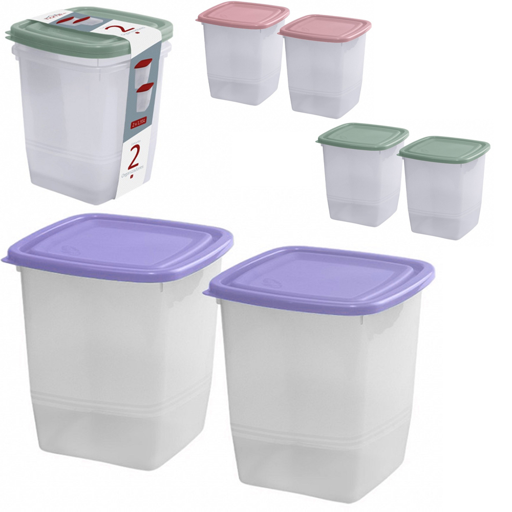 CONJUNTO DE ORGANIZADOR DE PLASTICO QUADRADO G HOME COM TAMPA 2 PECAS 1,95L