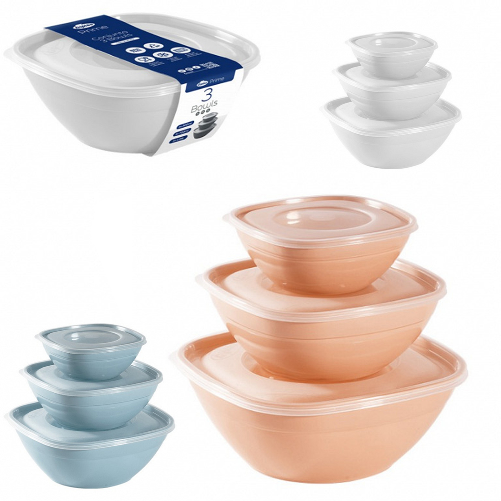 JOGO DE TIGELA DE PLASTICO REDONDA BOWLS PMG 3 PECAS 1280 / 700 / 300ML