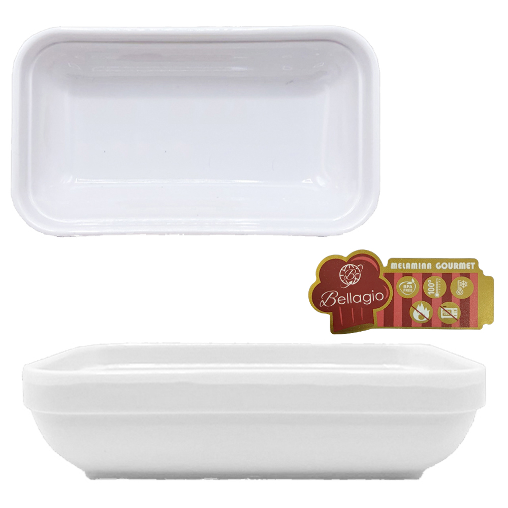 TIGELA DE MELAMINA RETANGULAR P GOURMET BRANCA 200ML 14X8X3,5CM
