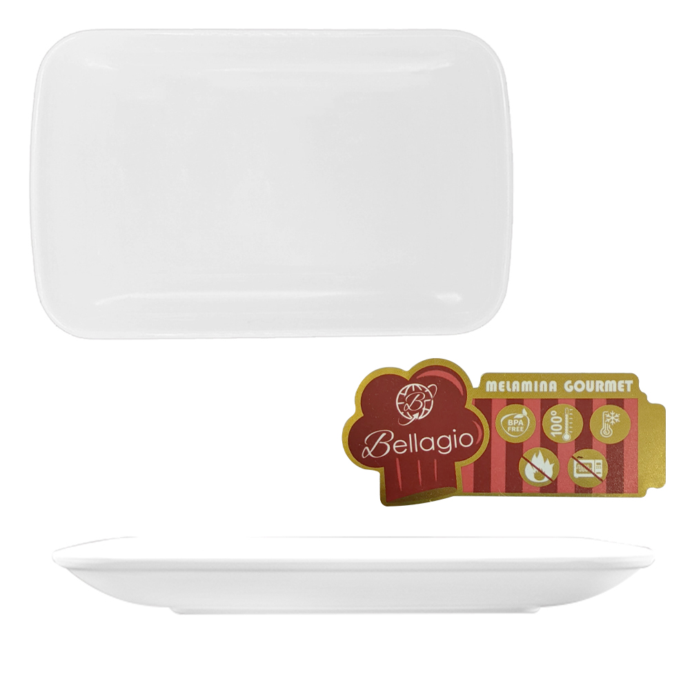 TRAVESSA DE MELAMINA RETANGULAR M GOURMET BRANCA 24,5X15,5CM