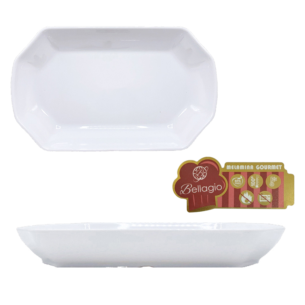 TRAVESSA DE MELAMINA P GOURMET BRANCA 800ML 27,5X16,5X3,5CM