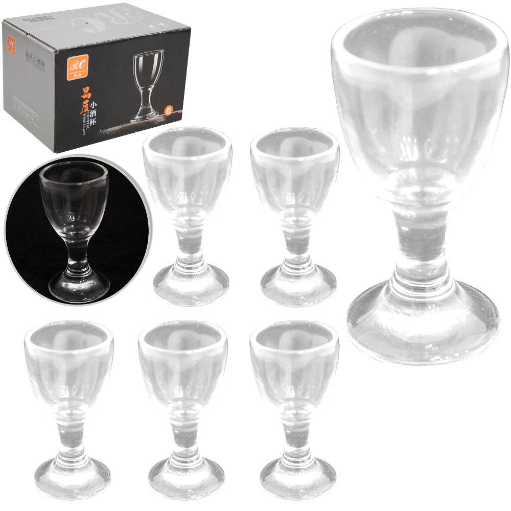 JOGO DE TACA DE VIDRO PARA LICOR / SHOT COM 6 PECAS 10ML NA CAIXA
