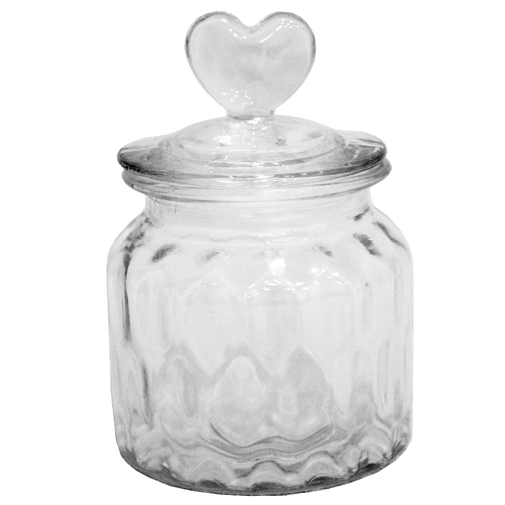POTE DE VIDRO REDONDO COM TAMPA HERMETICA CORACAO 620ML