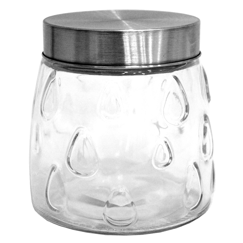 POTE DE VIDRO REDONDO COM TAMPA DE ROSCA GOTAS 790ML