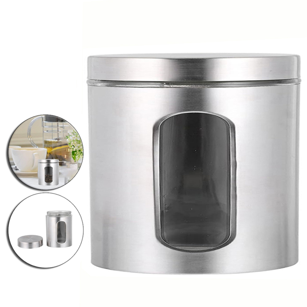 POTE DE VIDRO / INOX REDONDO PARA MANTIMENTOS COM VISOR + TAMPA DE ROSCA 557ML