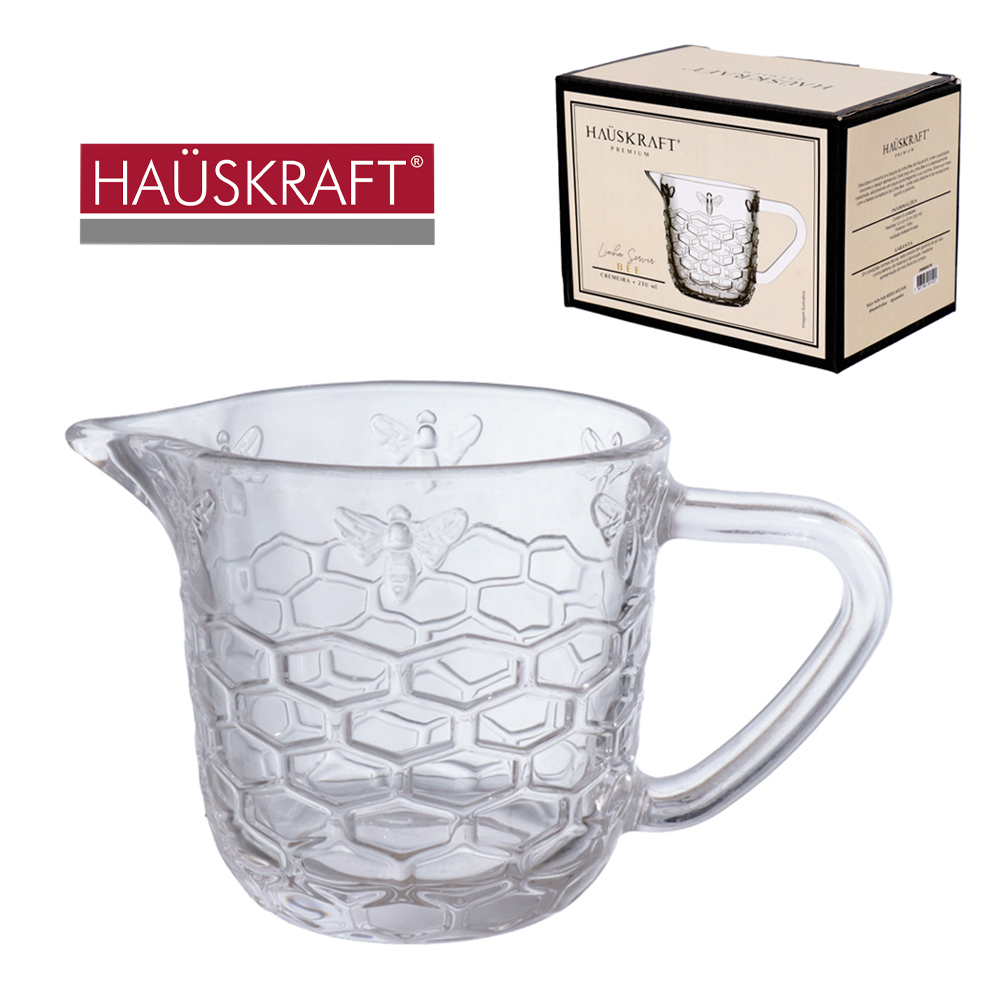 CREMEIRA LEITEIRA DE VIDRO ABELHA LINHA SERVIR BEE HAUSKRAFT PREMIUM 230ML