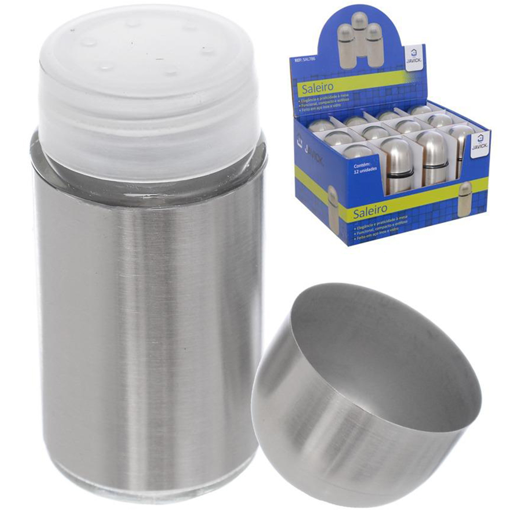 SALEIRO / PIMENTEIRO DE MESA DE VIDRO / INOX 60ML