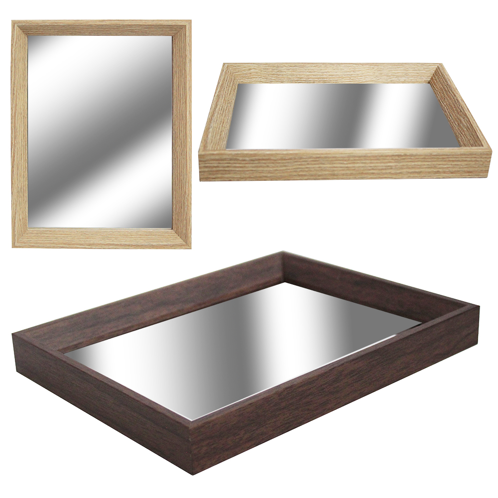 BANDEJA DE MADEIRA MDF COM ESPELHO RETANGULAR 22X17CM