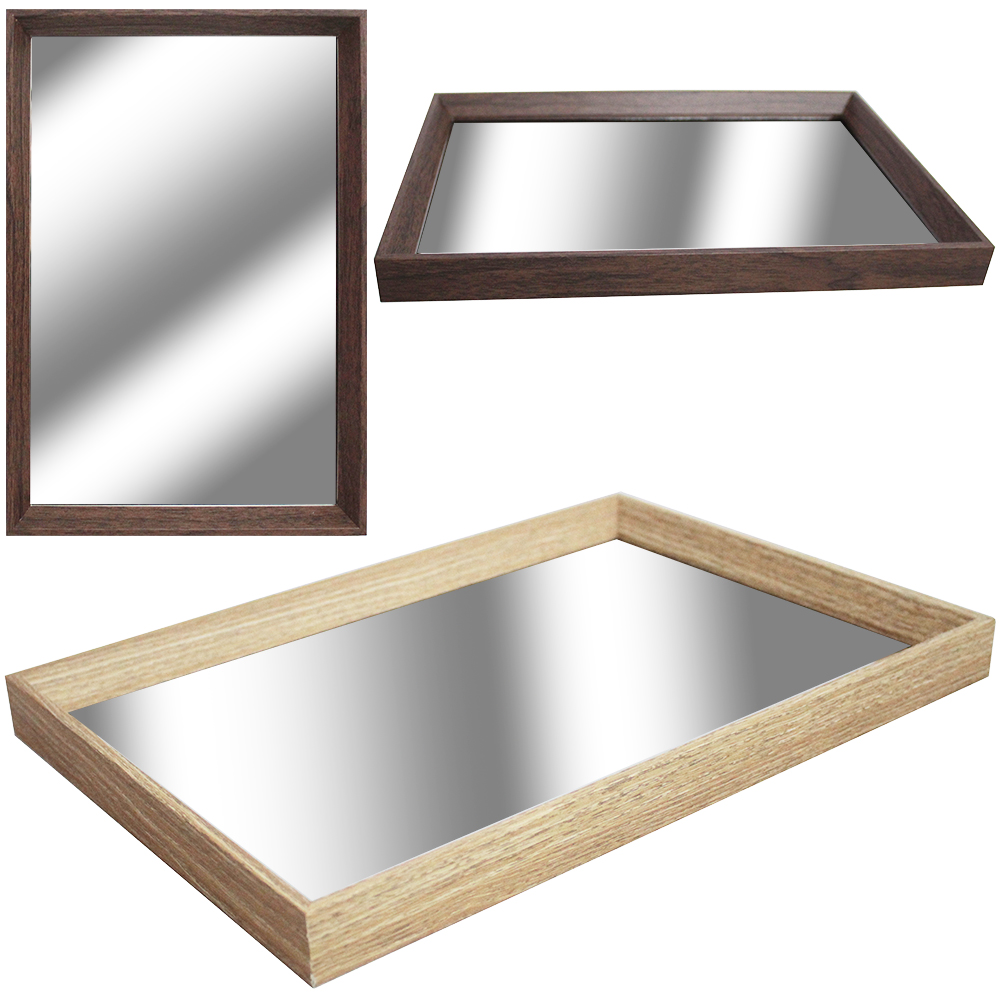 BANDEJA DE MADEIRA MDF COM ESPELHO RETANGULAR 32X22CM