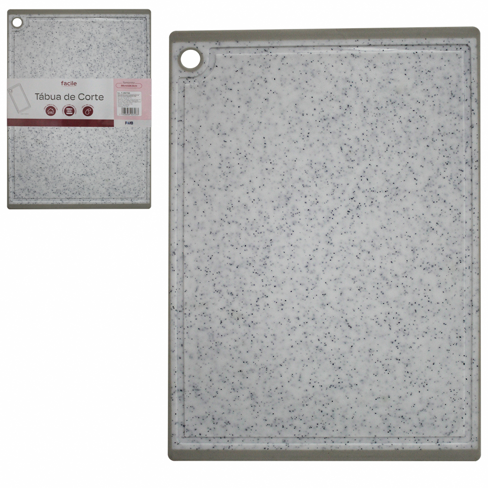 TABUA DE CORTE DE PLASTICO RETANGULAR MARMORE FACILE 38X26,5CM