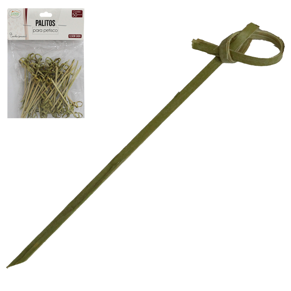 GARFO / GARFINHO PALITO DE BAMBU PARA FRUTAS E PETISCOS COM 50 PECAS 9,5CM SOLAPA