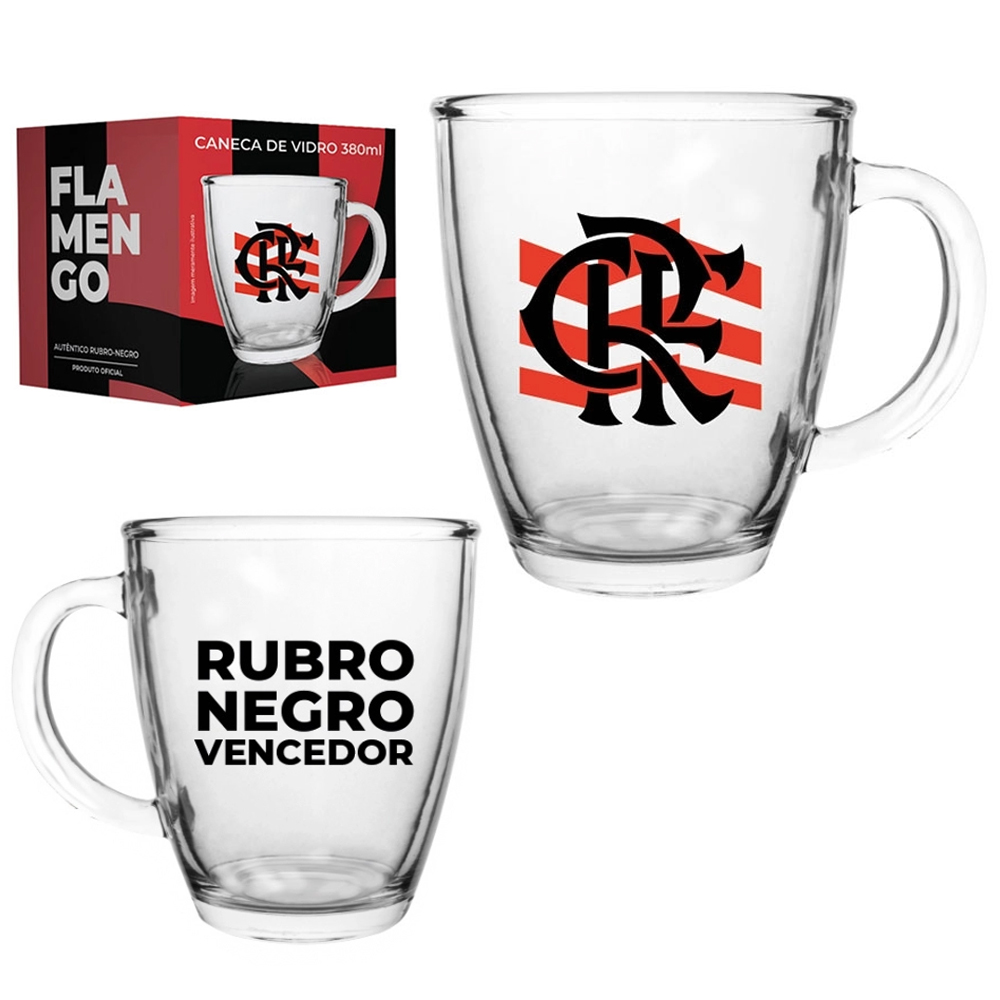 CANECA DE VIDRO CONICA FLAMENGO 380ML 