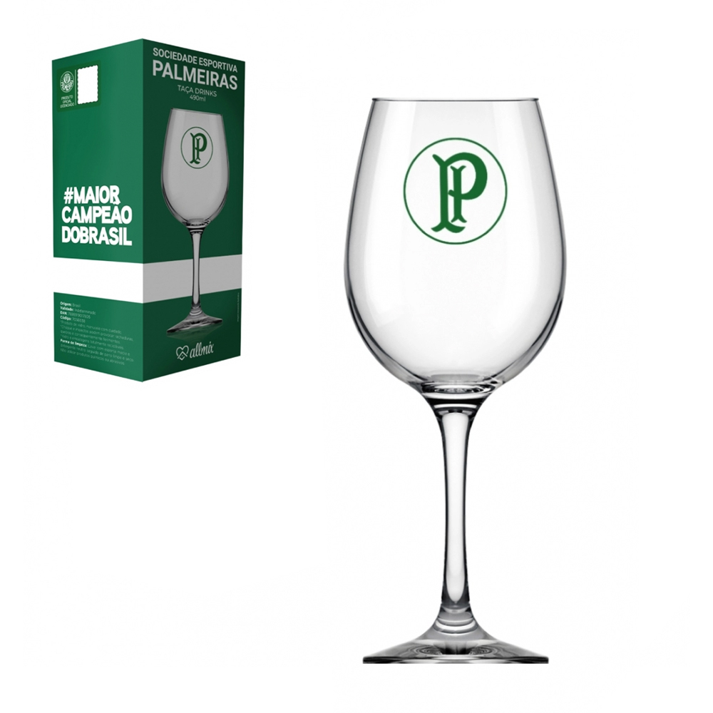 TACA DE VIDRO BARONE DRINKS PALMEIRAS 490ML