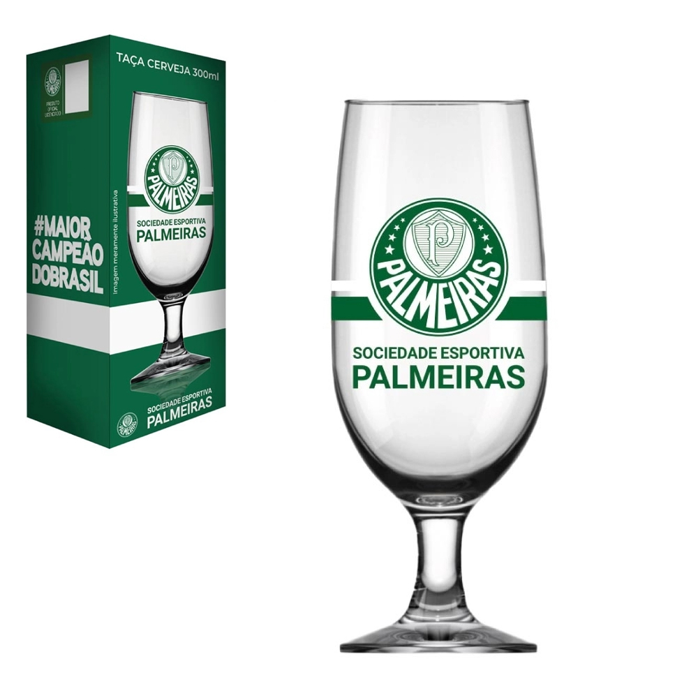 TACA DE VIDRO FLORIPA PALMEIRAS PARA CERVEJA 300ML