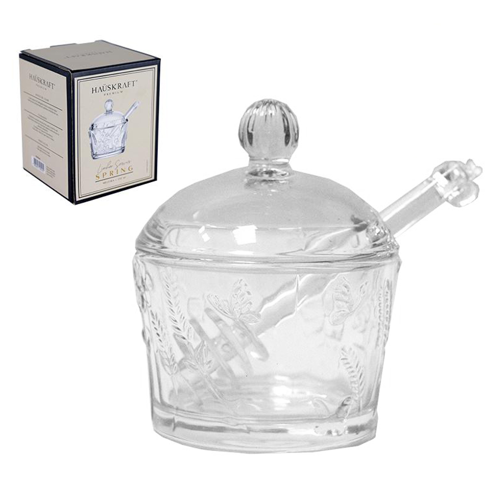PORTA MEL / MELEIRA DE VIDRO COM TAMPA + PEGADOR LINHA SERVIR SPRING HAUSKRAFT PREMIUM 210ML
