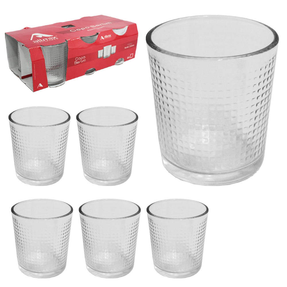 JOGO DE COPO DE VIDRO ROCKS BERLIM COM 6 PECAS 265ML